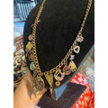 Mixed Metal Steampunk Charm Necklace Gold Tone Chain Watch Gears Hearts Spirals