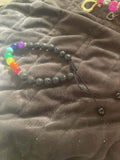 Adjustable Lava Stone and Rainbow chakra Bead Bracelet
