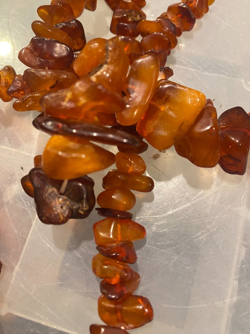 Vintage Baltic Amber Beaded Necklace 80g Organic Honey Cognac Nugget Boho