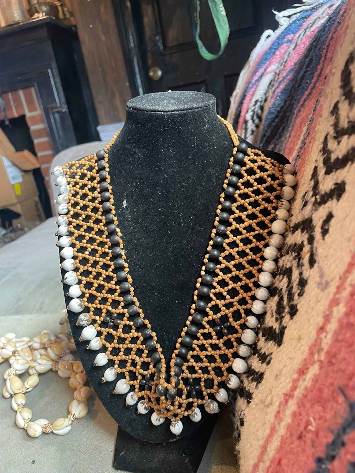 african beaded V-neck collar necklace