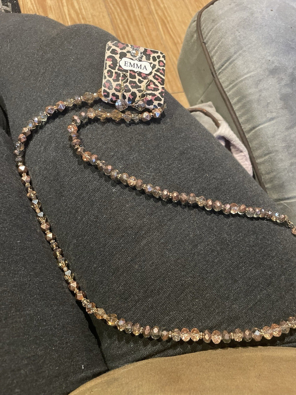 Emma Pink Rhinestone Necklace And Earrings