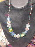 Vintage Art Glass Bead Toggle Clasp Necklace