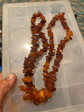 Vintage Baltic Amber Beaded Necklace 80g Organic Honey Cognac Nugget Boho