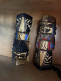 Japanese Wooden Ainu Nipopo Statue Vtg 2pc