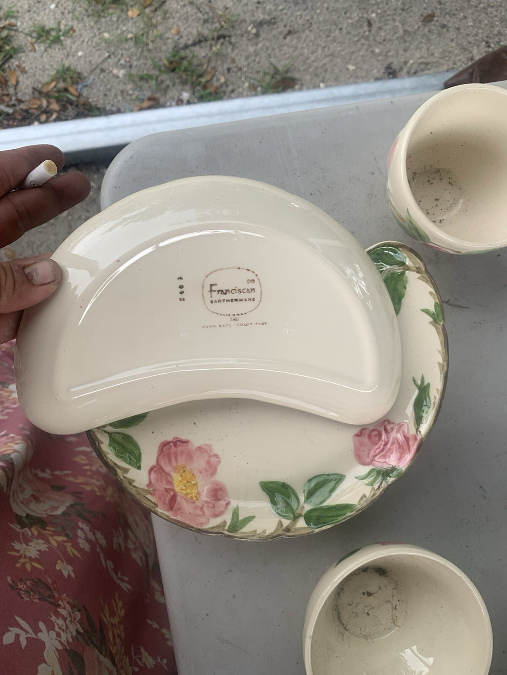 Desert Rose Crescent Salad Plate Early USA