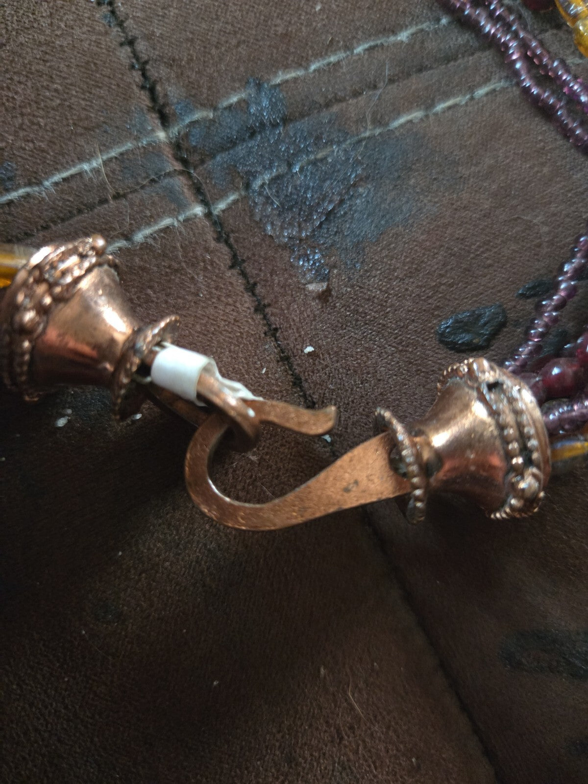 1970s India Glass Bead Necklace with Copper Accents