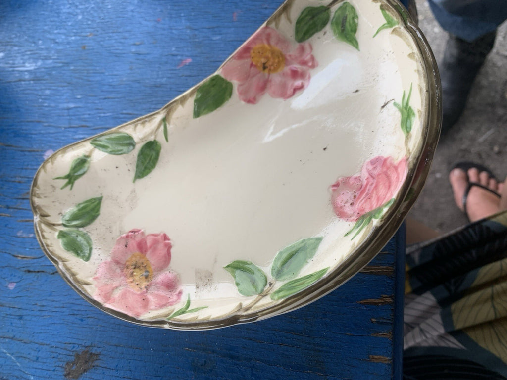 Desert Rose Crescent Salad Plate Early USA