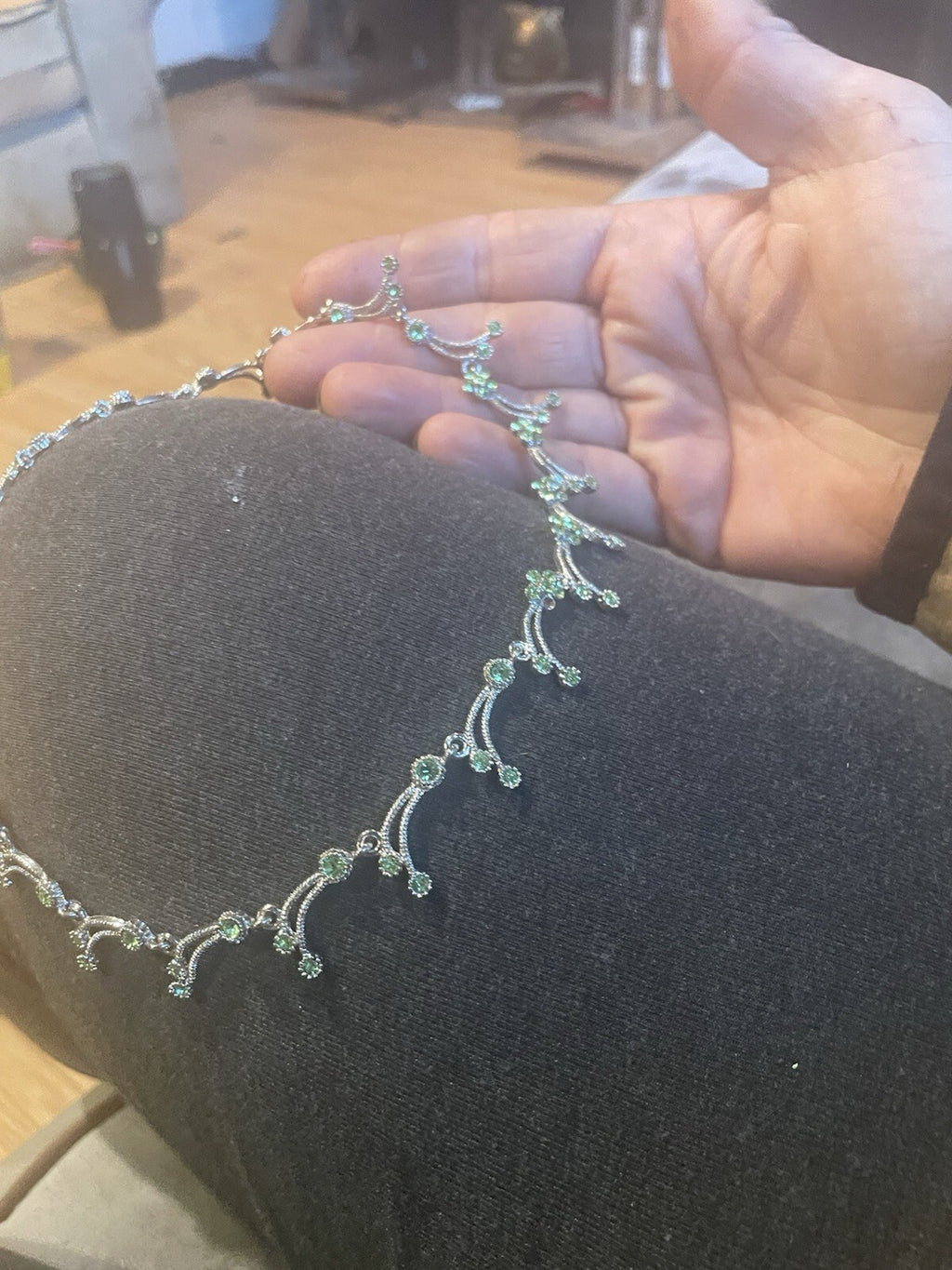Delicate Green Rhinestone Bridal Choker