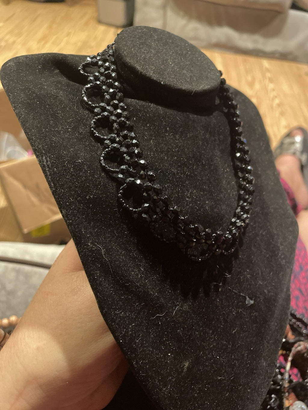 Black Glass Modern Retro Style Choker