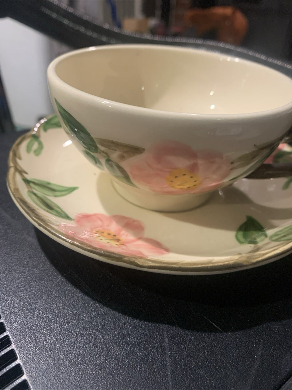 Franciscan Desert Rose 3D 60th Anniversary Teacup & Saucer Set Made in Portugal