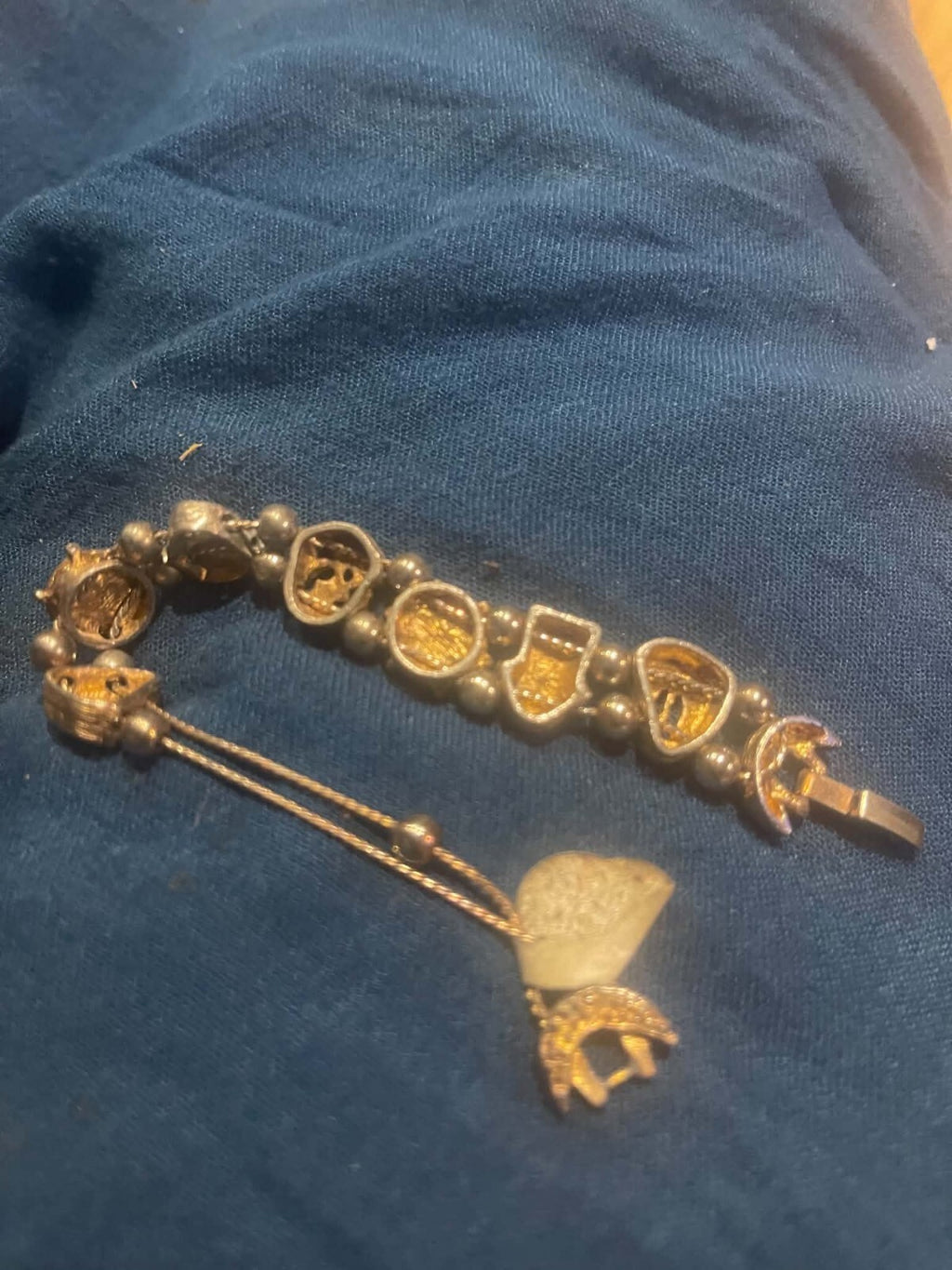 vintage gold-tone nautical slide charm bracelet
