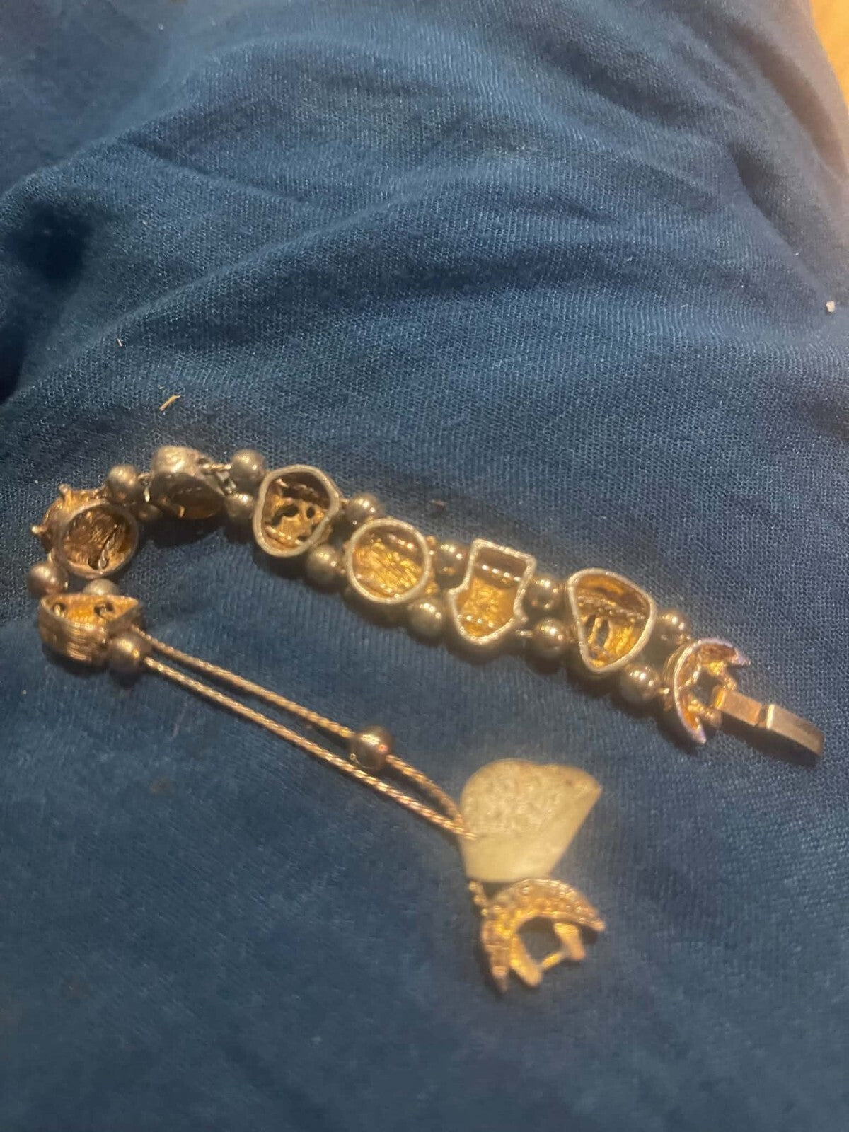 vintage gold-tone nautical slide charm bracelet