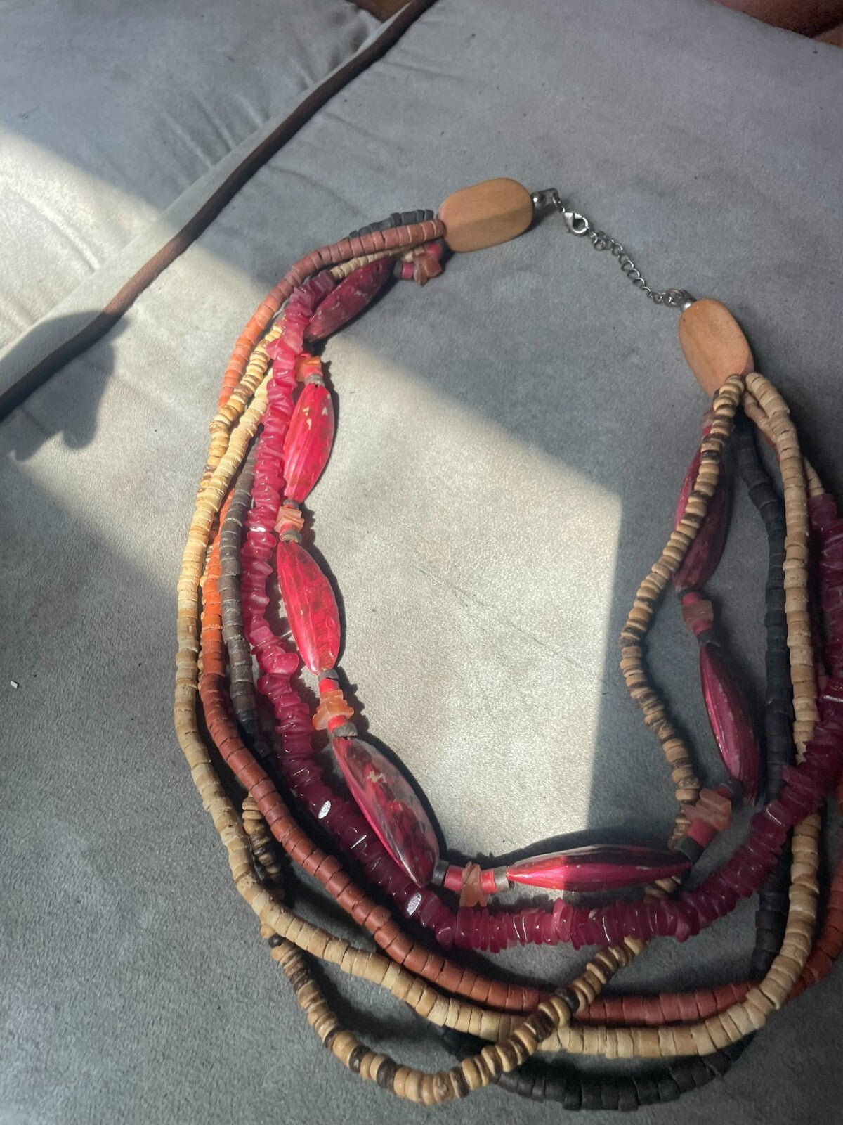 aeo style coconut shell pink multistrand necklace