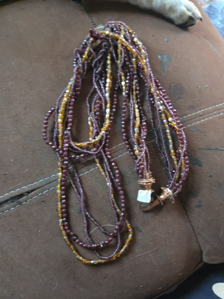 1970s India Glass Bead Necklace with Copper Accents
