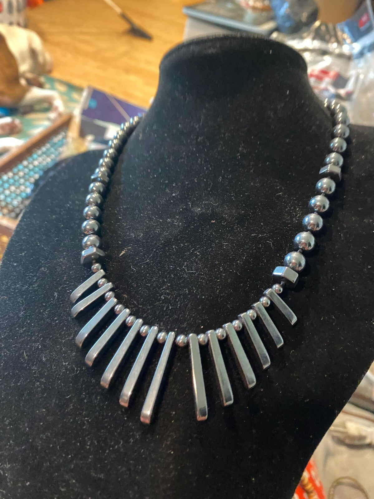 Gold Filled Hematite Fringe Necklace