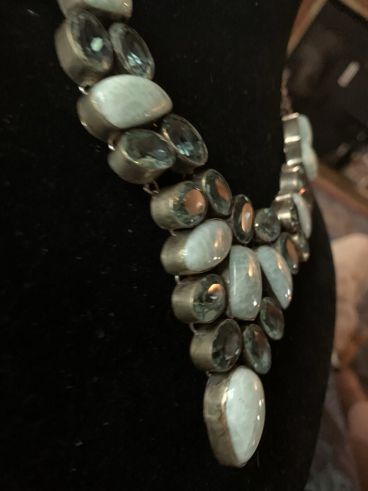 Larimar Silver plated Cocktail Necklace