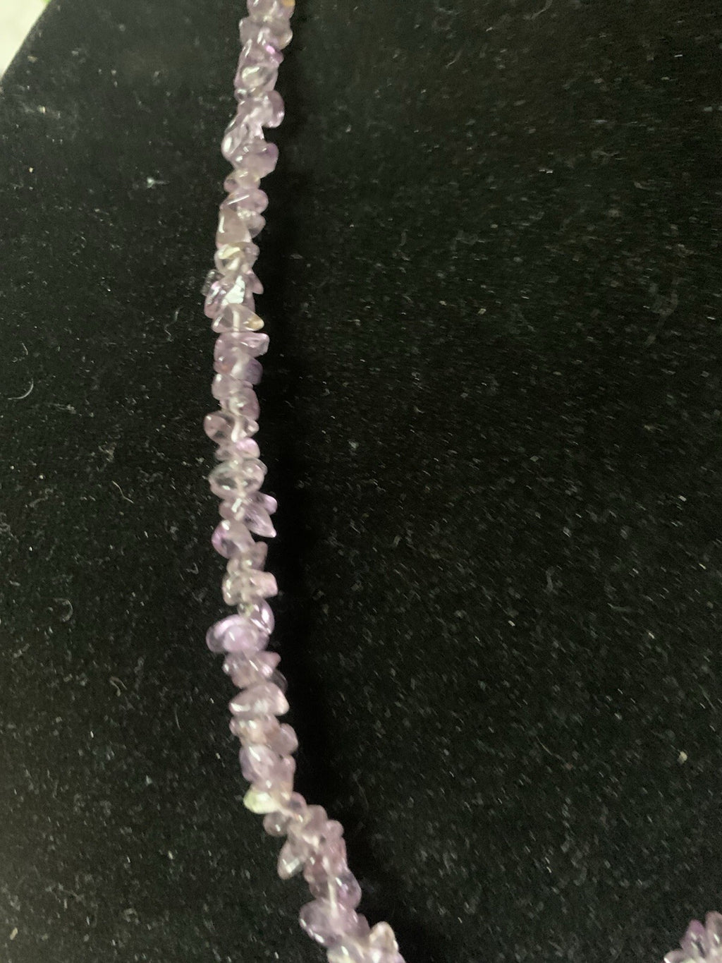 Vintage Amethyst Necklace Purple Polished Nugget Chip Bead Infinity Healing 36"