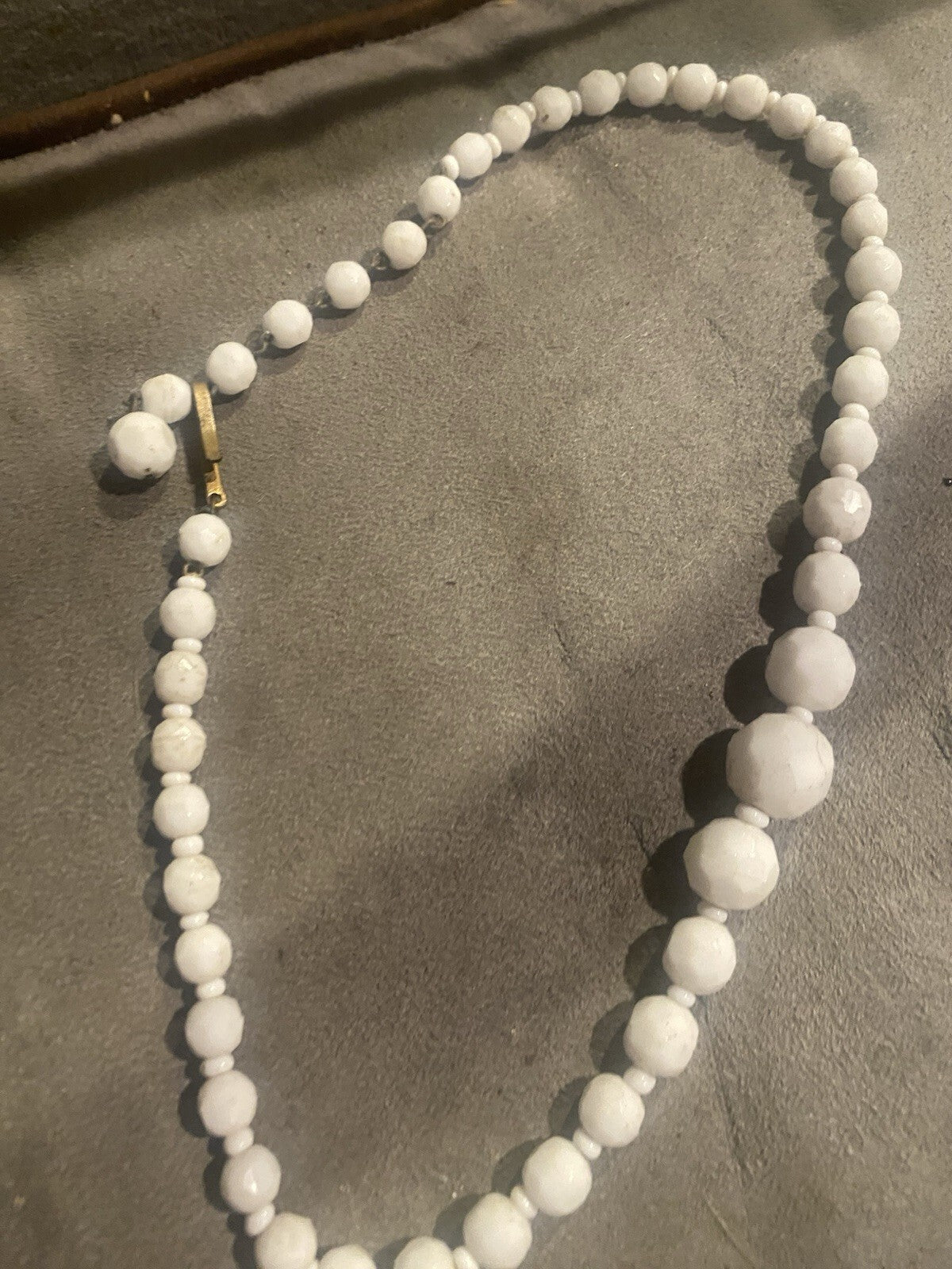 Vintage Czech Milk Glass Necklace