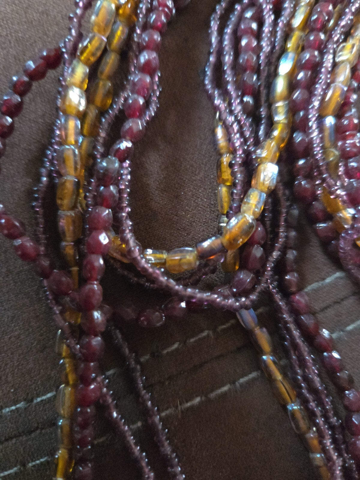 1970s India Glass Bead Necklace with Copper Accents