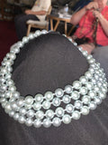 1950’s Glass Pearl 52+ Inch Blue Necklace