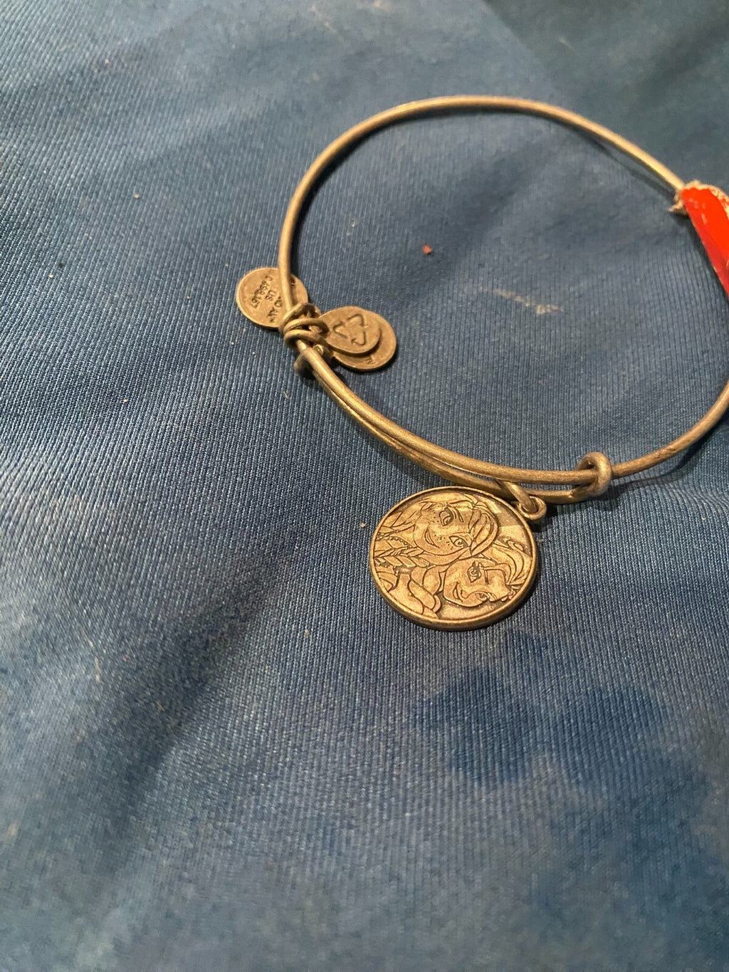 Alex and Ani Disney Frozen Anna Elsa Charm Bangle Bracelet Silver Tone