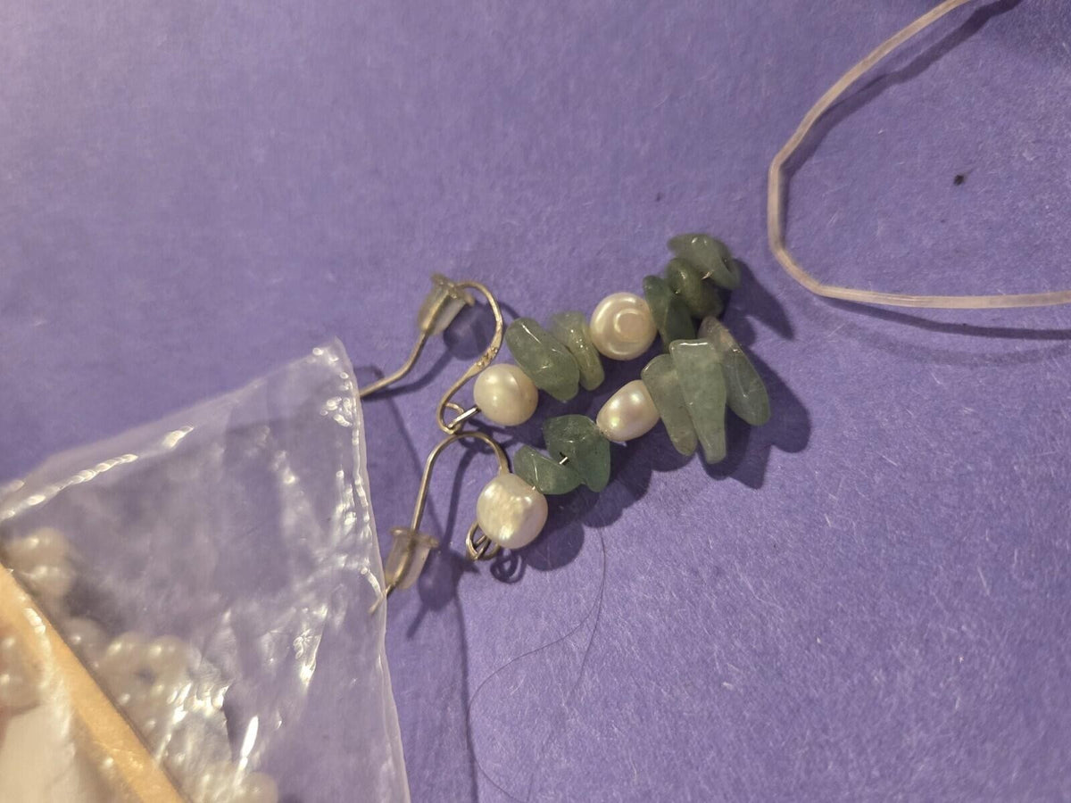 Sterling Adventurine Pearl Earrings