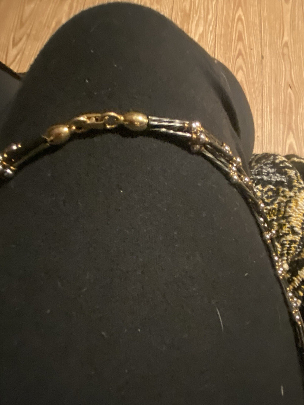 Black Multi strand Napier Necklace Vintage