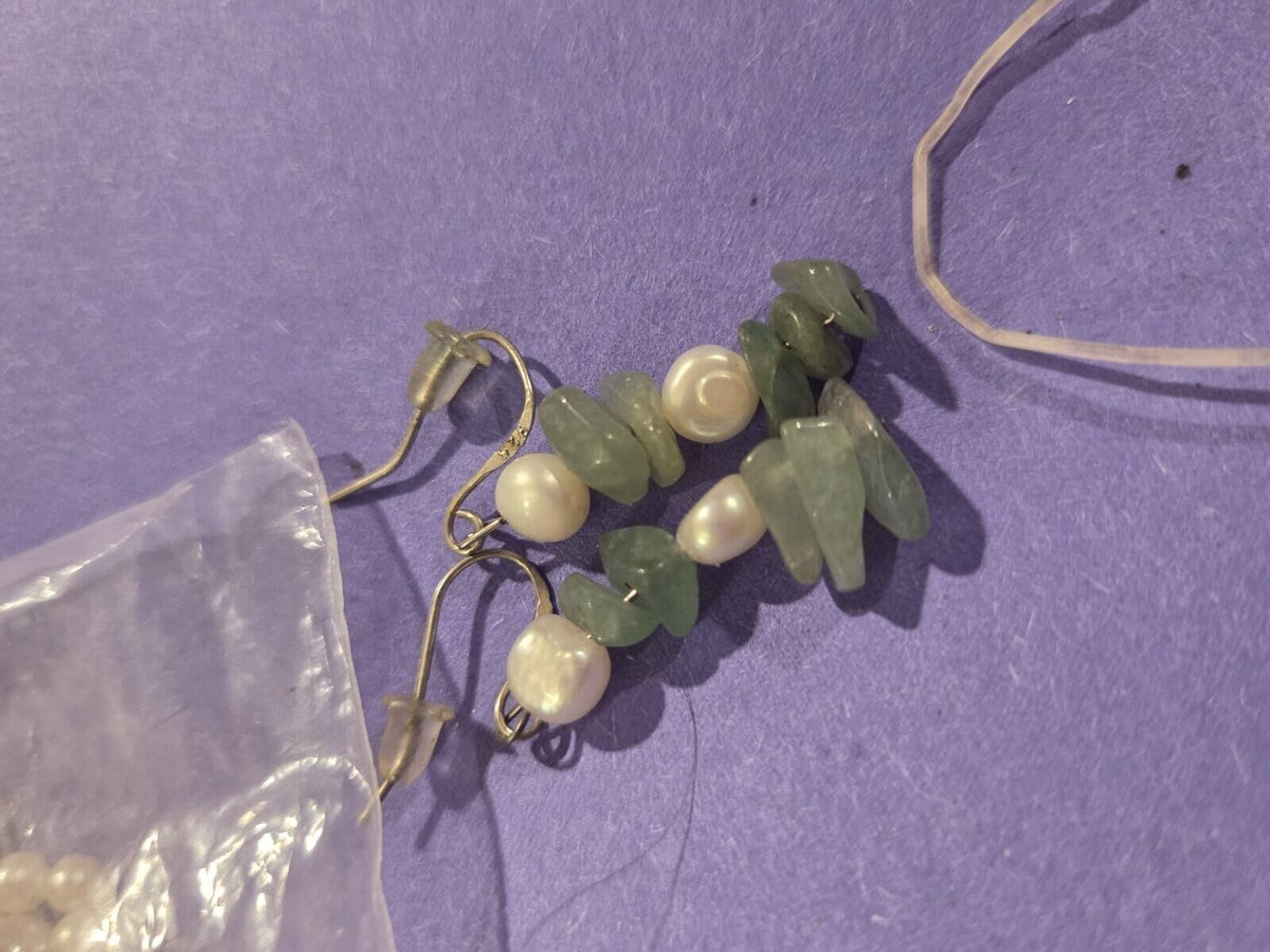 Sterling Adventurine Pearl Earrings