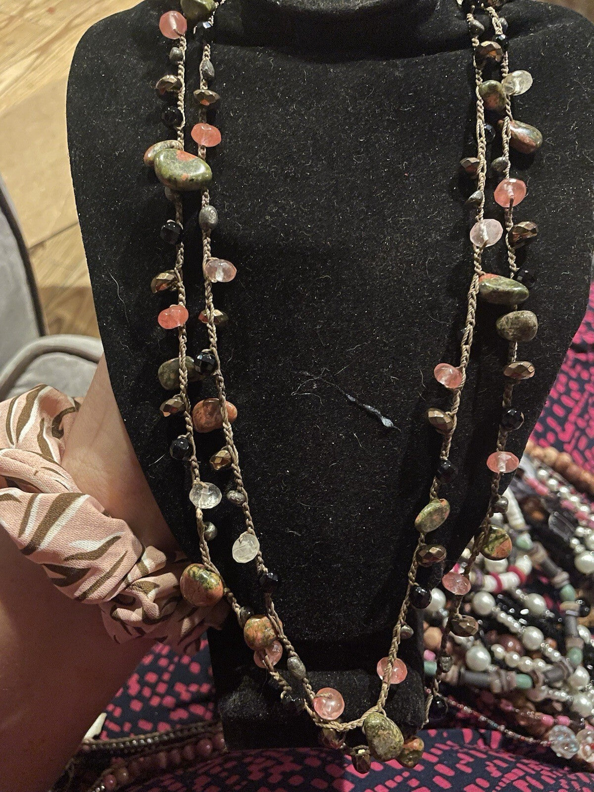 Multi Hem Jasper Unikite Bead Necklace