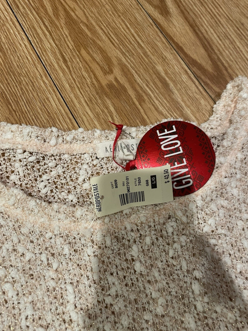 Aeropostale Sweater Womens L Pink Polyester Blend Crew Neck Long Sleeve NEW