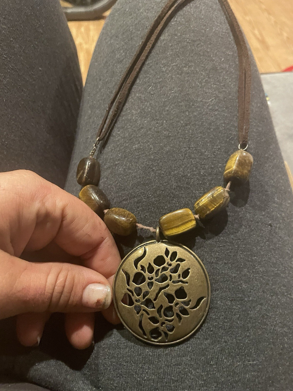 Egyptian Revival Tigers Eye Necklace