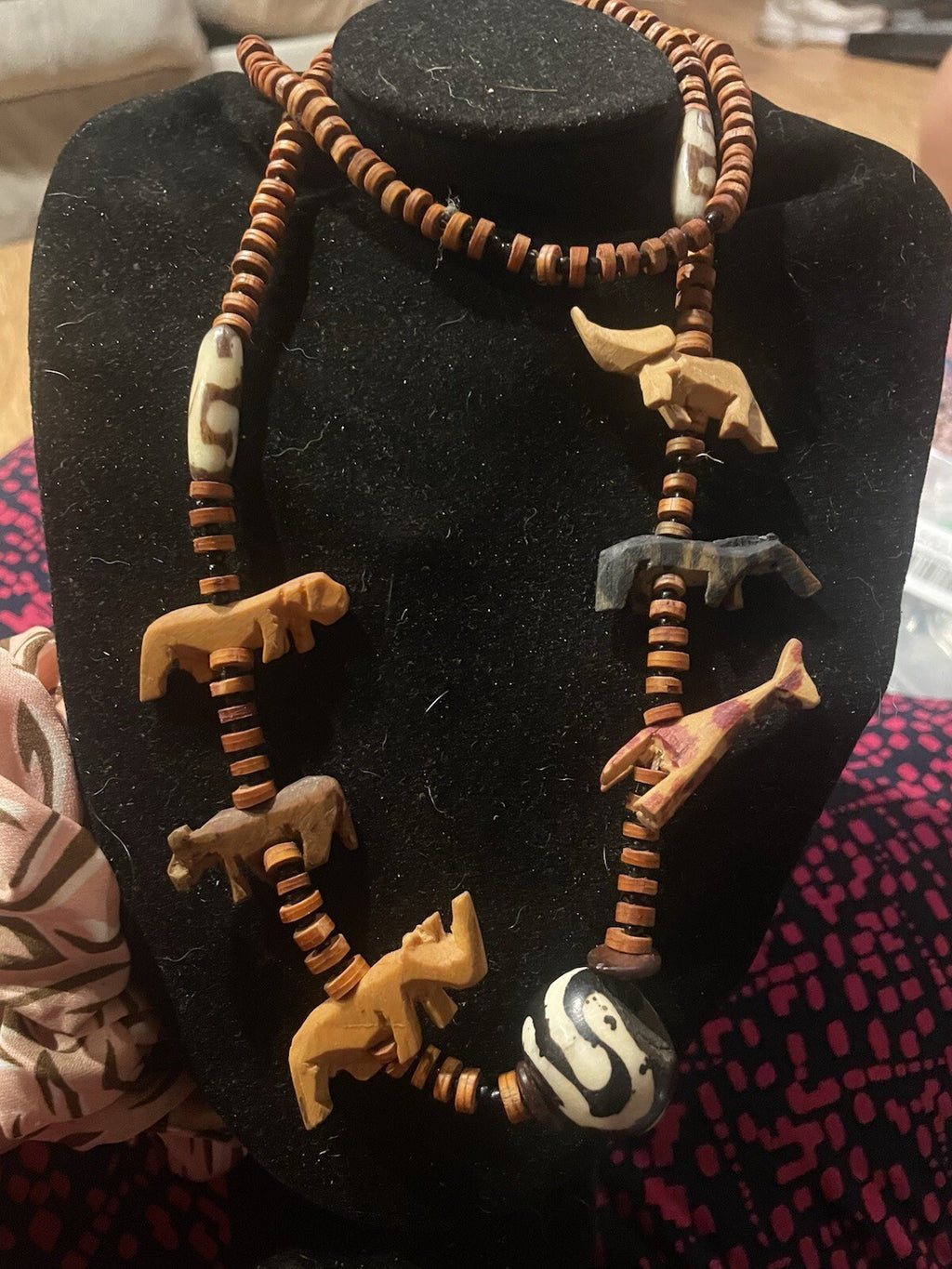vintage African Maasai safari animal totem necklac