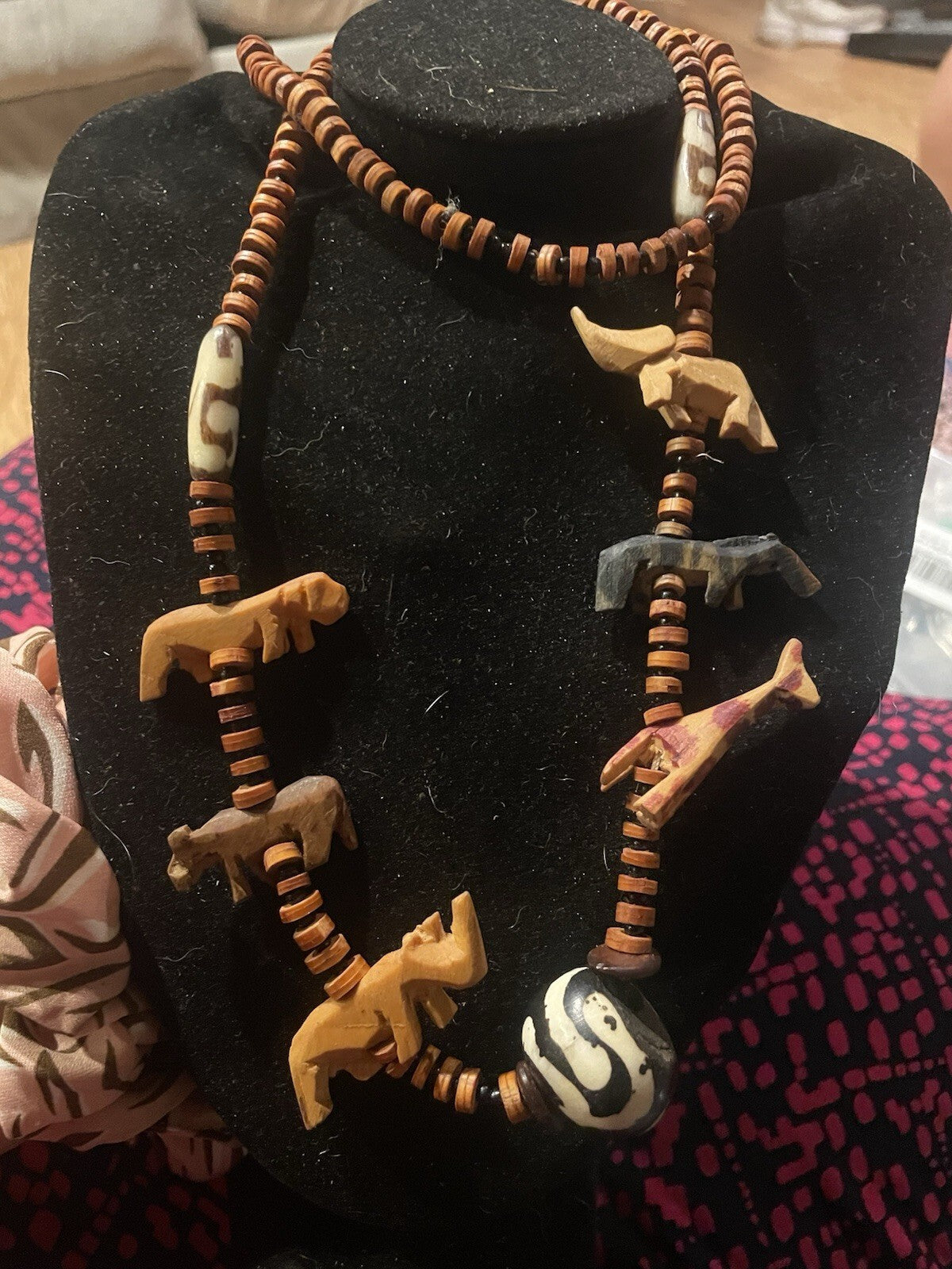 vintage African Maasai safari animal totem necklac