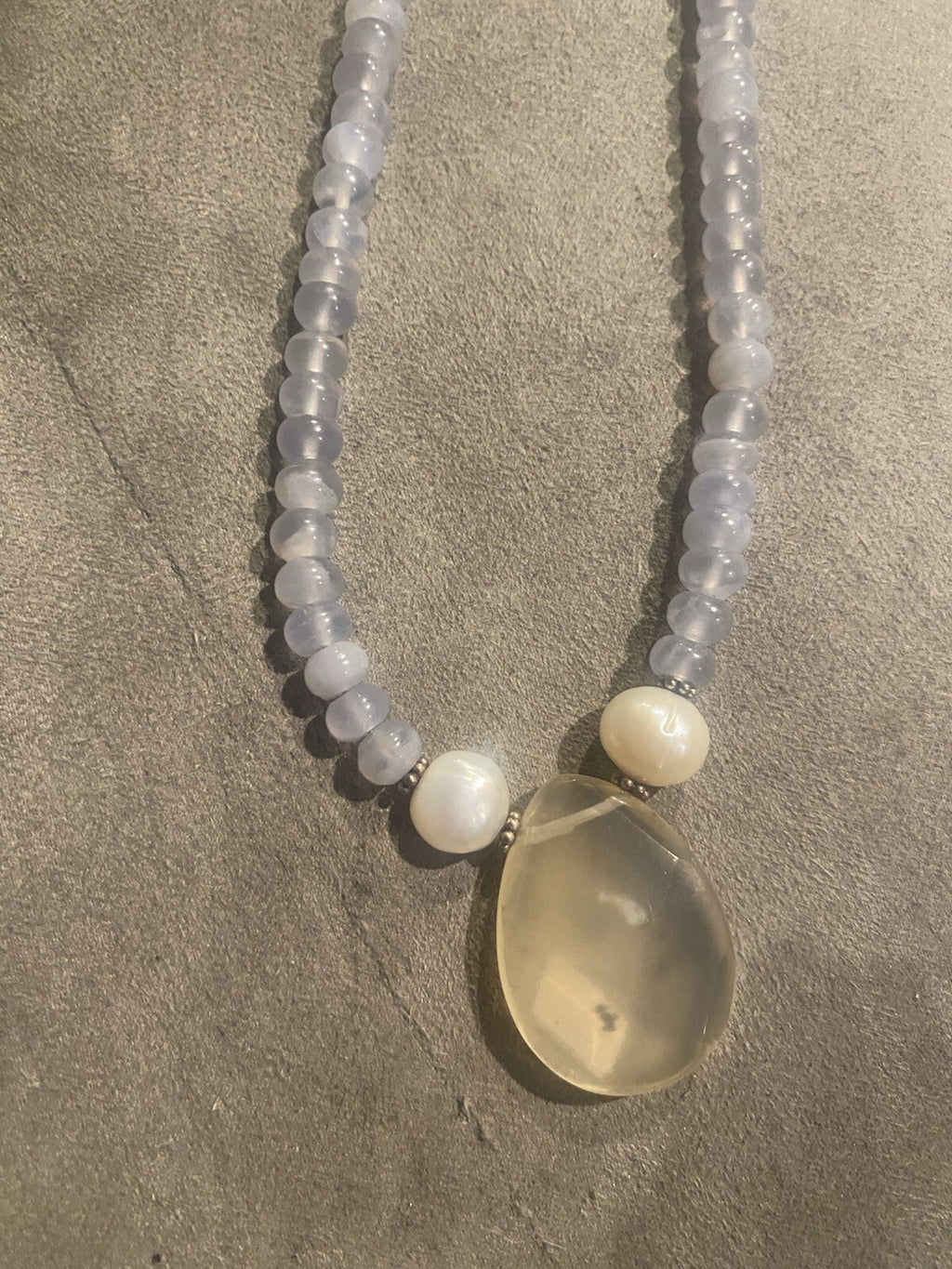 Pearl And Aquamarine Sterling Beaded Necklace