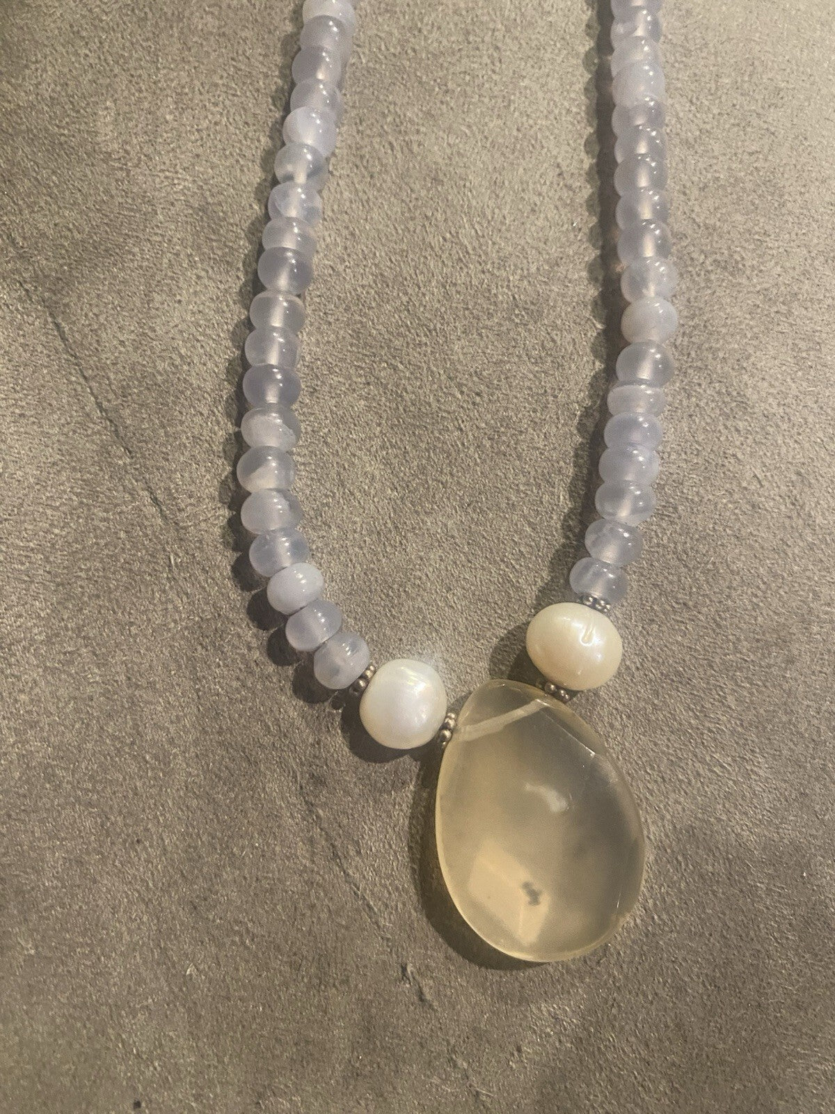 Pearl And Aquamarine Sterling Beaded Necklace