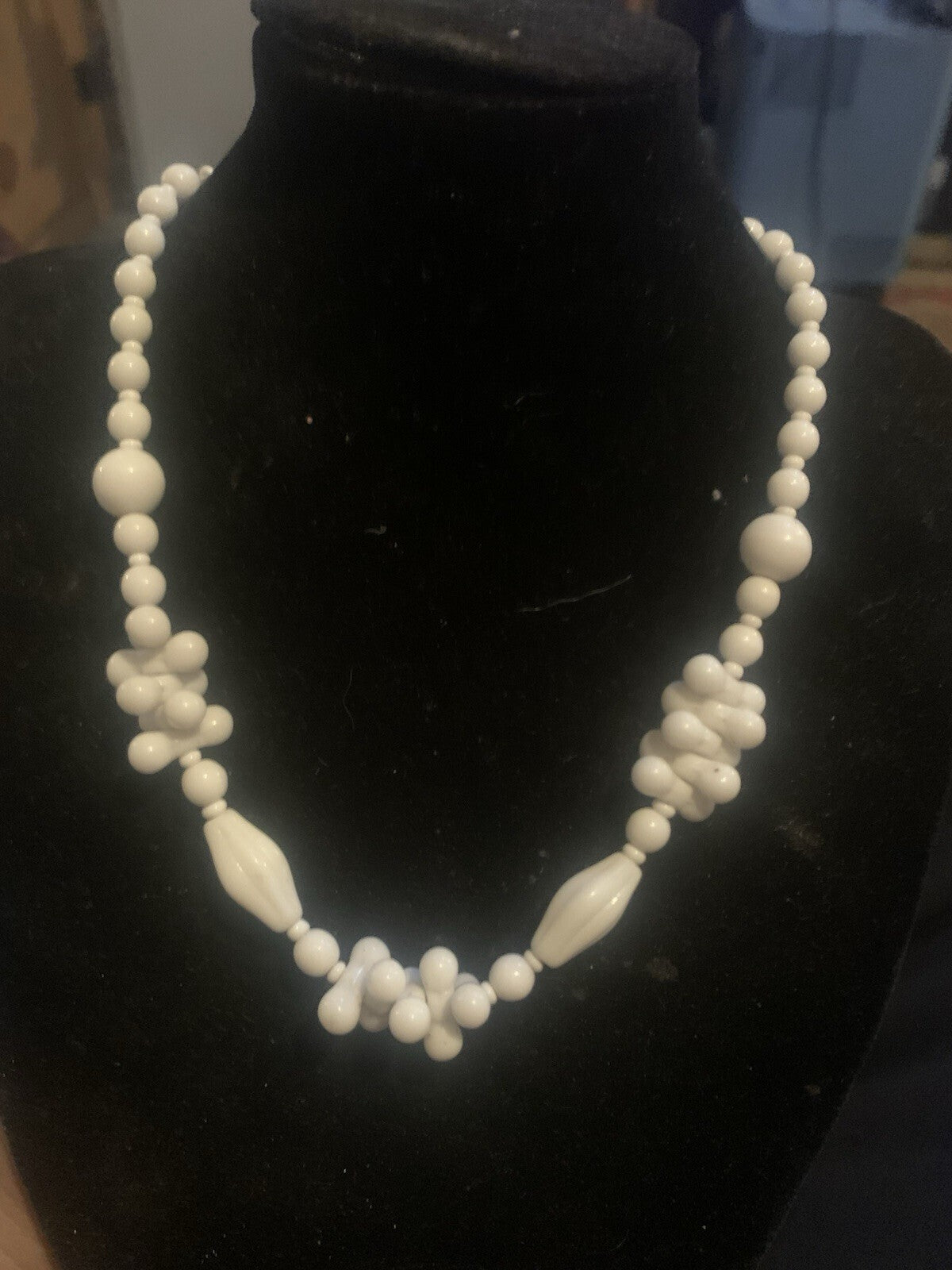 1950’s Czech Milk Glass Adjustable Necklace