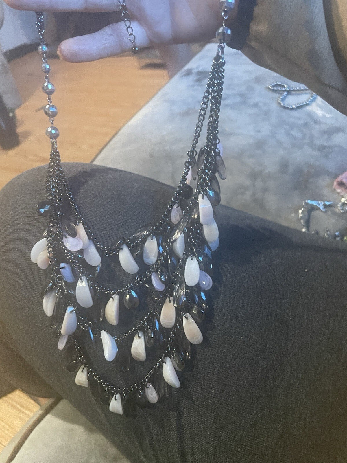 Vintage Multi strand Bin Necklace With Chain