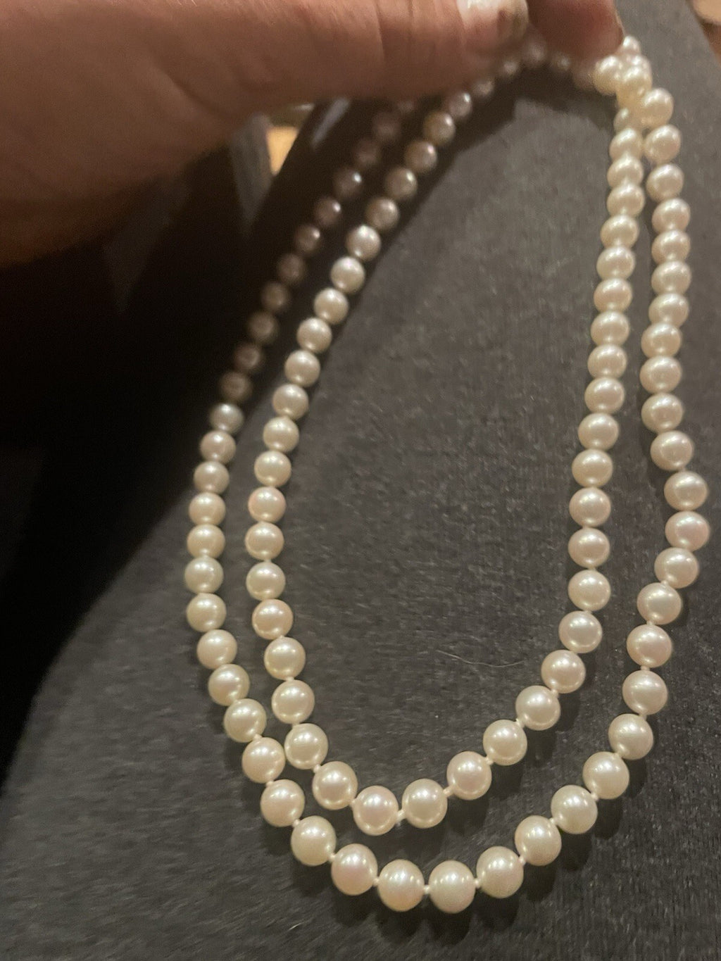 opera length pearl necklace White Cultured