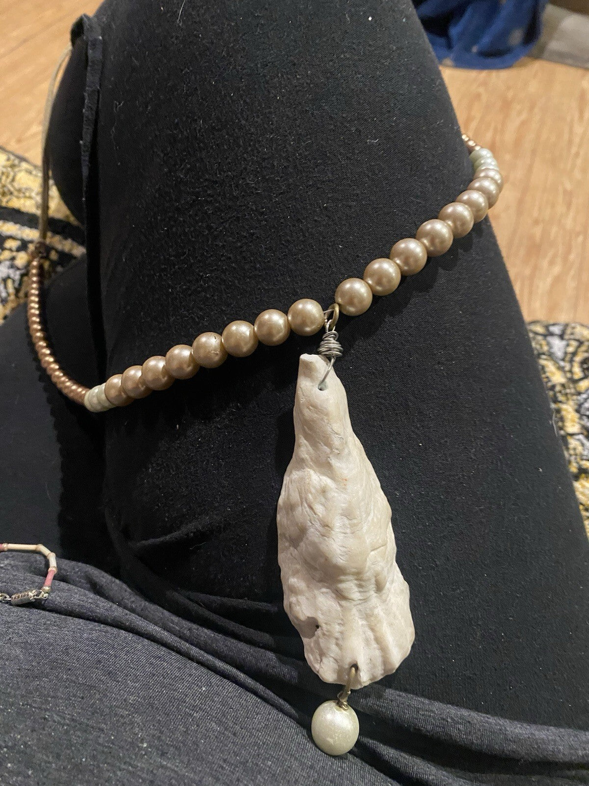 Natural artisan oyster shell pendant necklace