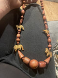 Vintage African Hand Carved Wooden Animal Safari Bead Necklace