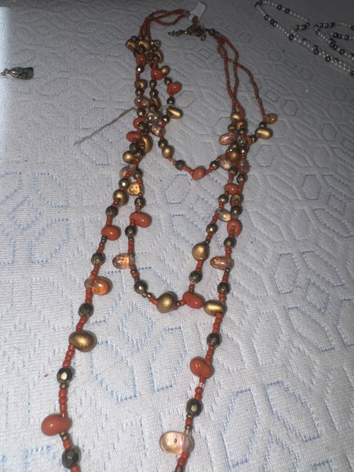 red southwest glass vintge necklace