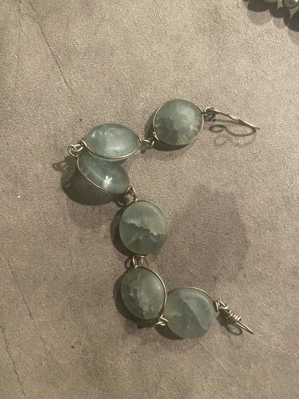 Aquamarine Large Beaded Bracelet 925