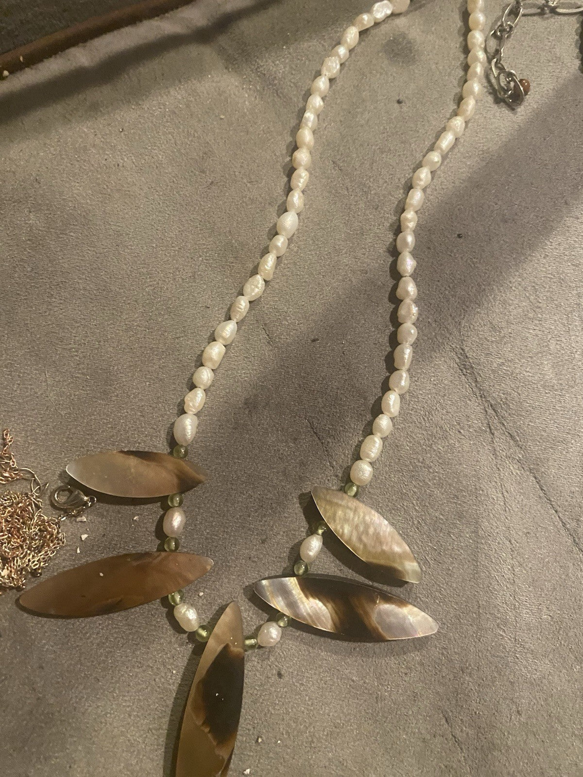Sterling Silver Mother Of Pearl, Rice Pearl 925 Necklace