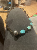 Turquoise And Smokey Quartz Sterling Necklace
