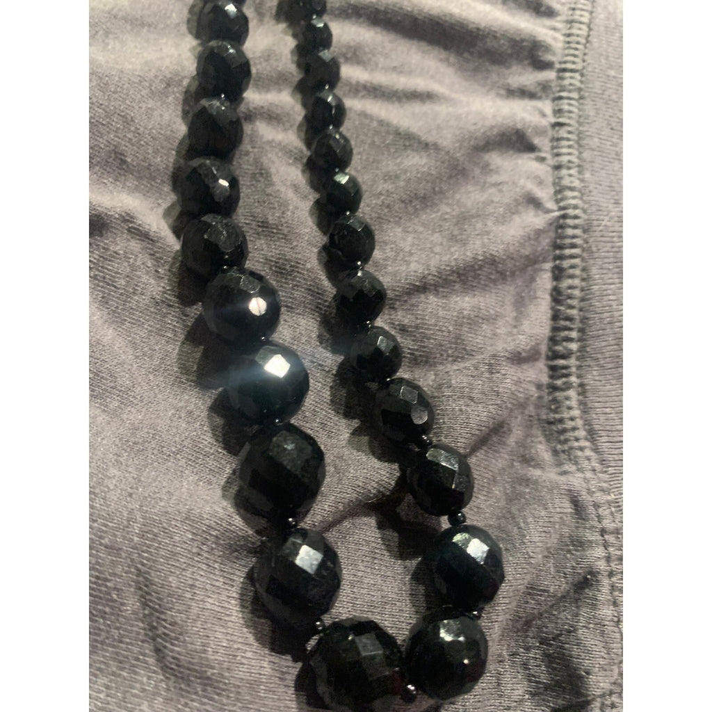 Vintage Black Faceted Graduated Bead Necklacesp Classic czech