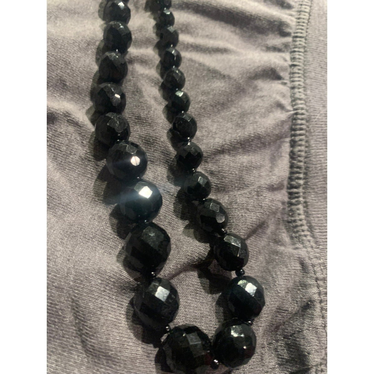 Vintage Black Faceted Graduated Bead Necklacesp Classic czech