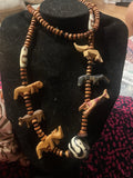 vintage African Maasai safari animal totem necklac