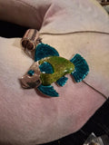 Vintage Enamel Fish Pendant Necklace