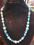 Vintage Aqua Wedding Cake Lamp Work Bead Necklace