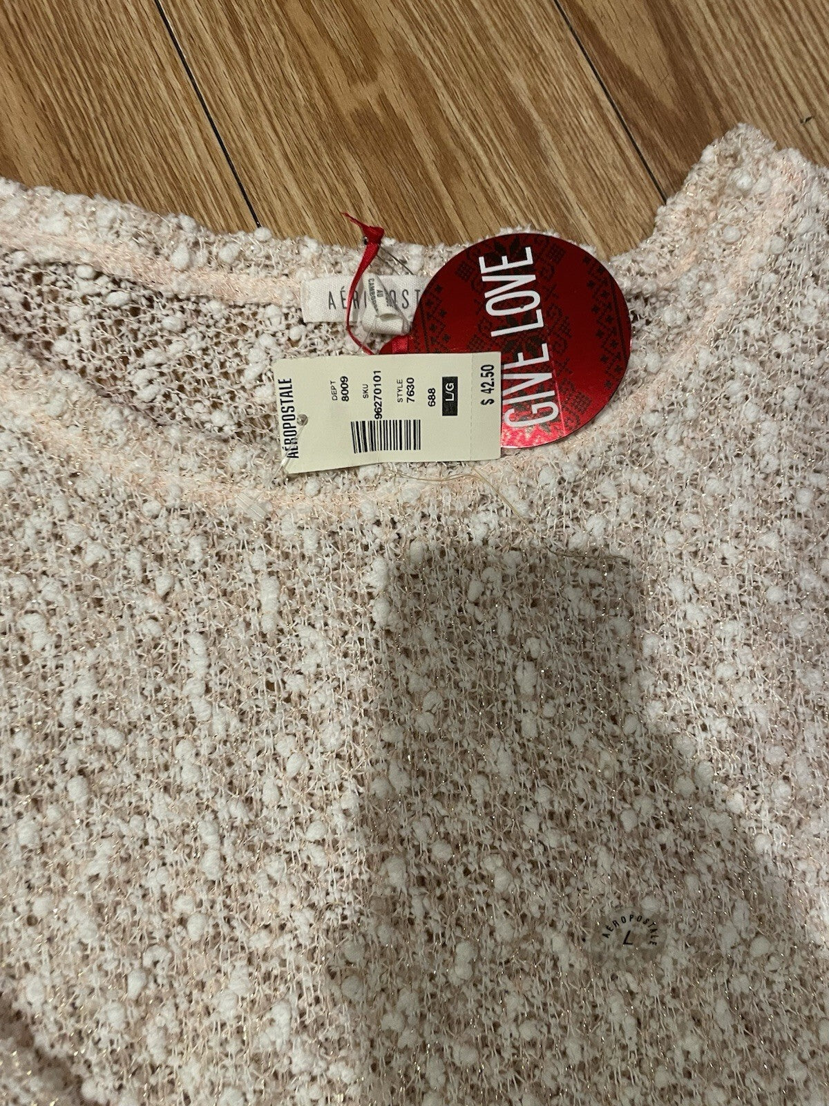 Aeropostale Sweater Womens L Pink Polyester Blend Crew Neck Long Sleeve NEW